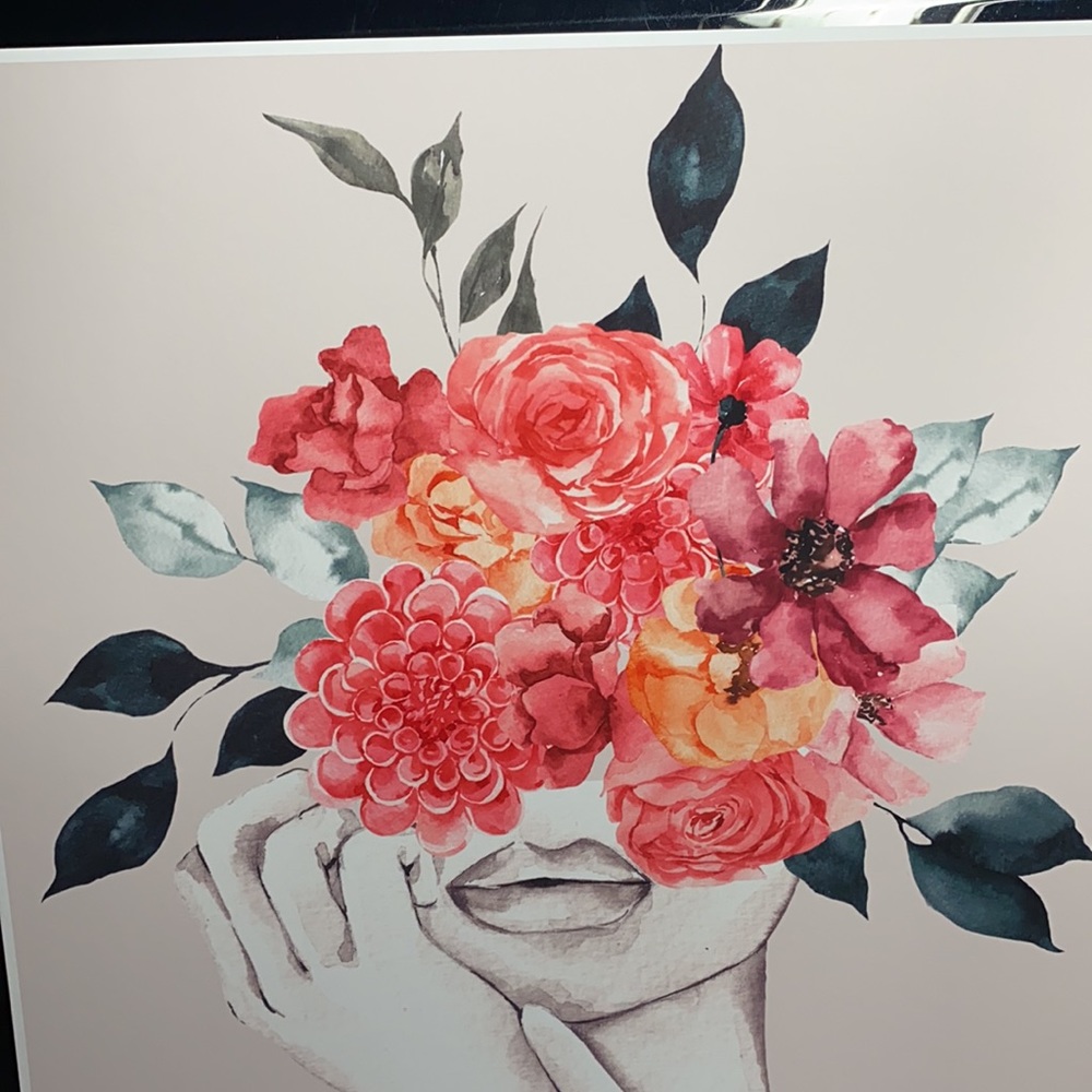 Watercolor Floral Woman Portrait Wall Art Illustration Print Poster Unframed - Picture 16 of 17